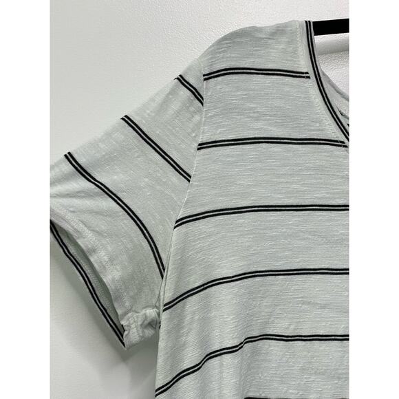 Green Envelope Short Sleeve Horizontal Striped V-Neck T-Shirt White Nautical L - Picture 3 of 10